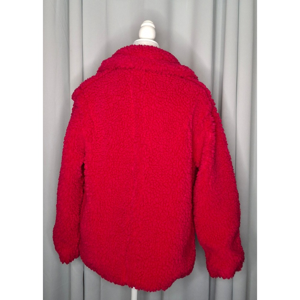 UGG Gertrude Short Teddy Faux Shearling Coat Jacket PINK Cerise Size XS - Picture 3 of 13